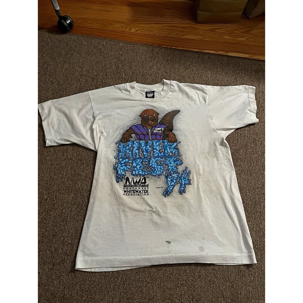 NWA 1994 RiverFest Screen Stars Best Graphic Tee Men’s L White single stitched